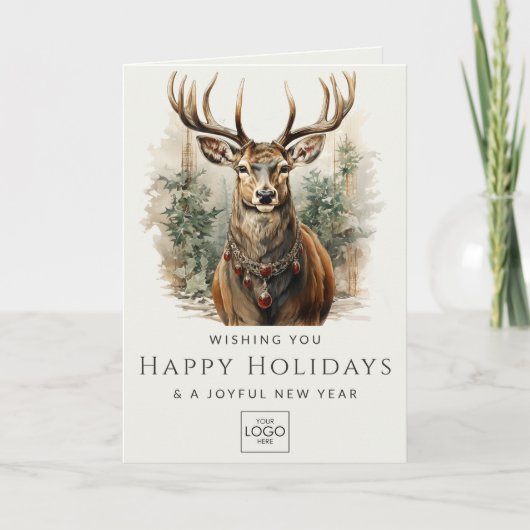 会社ロゴプロフェッショナルエレガントカスタムクリスマス シーズンカード (正面)