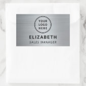 会社ロゴプロフェッショナルシルバー 長方形シール (バッグ)