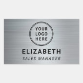 会社ロゴプロフェッショナルシルバー 長方形シール (正面)