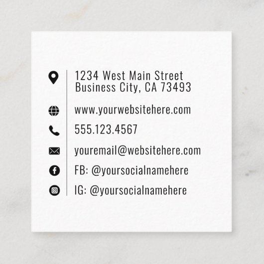 会社ロゴプロフェッショナルミニマリスト スクエア名刺 (裏面)