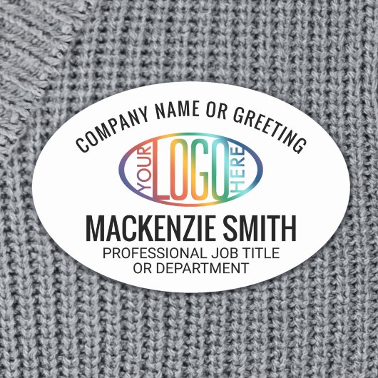 会社ロゴプロフェッショナル社員ホワイトオーバル 名札