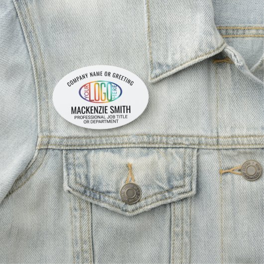 会社ロゴプロフェッショナル社員ホワイトオーバル 名札 (インサイチュ)