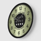 会社ロゴミントグリーン名スローガン ラージ壁時計 (傾斜)