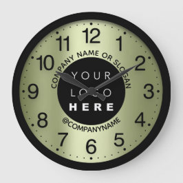 会社ロゴミントグリーン名スローガン ラージ壁時計