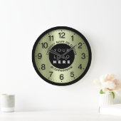 会社ロゴミントグリーン名スローガン ラージ壁時計 (ホーム)