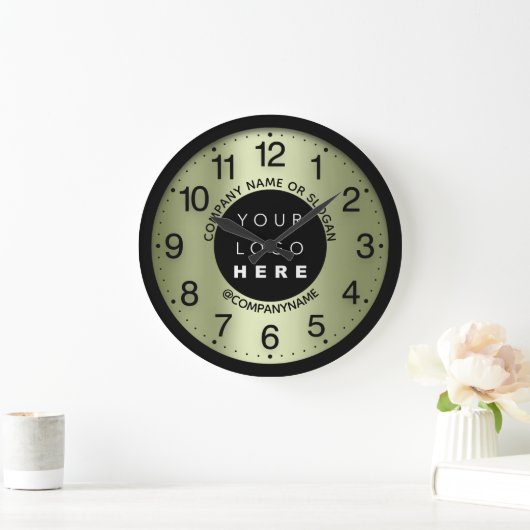 会社ロゴミントグリーン名スローガン ラージ壁時計 (ホーム)