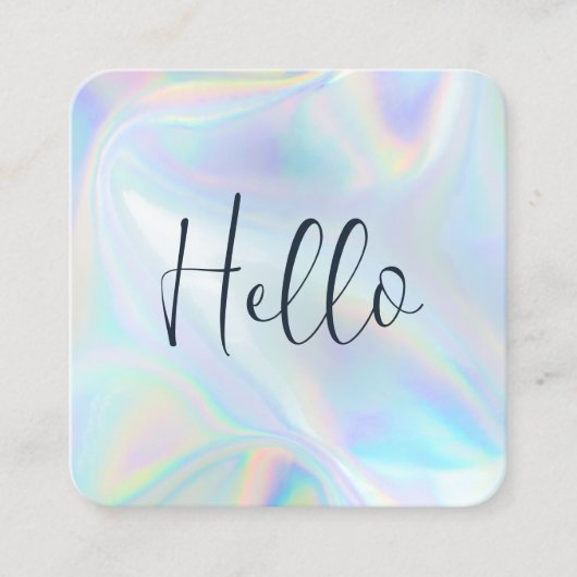 会社ロゴモダンホログラフィックスクリプト従業員 スクエア名刺 (正面)