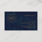 会社ロゴモノグラムネイビーブルーレザー 名刺 (裏面)