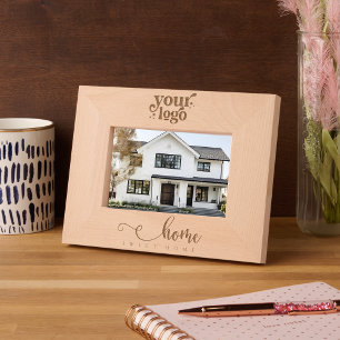 会社ロゴ不動産仲介業者お客様へのギフトのクローズ レーザー彫刻フレーム