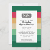 会社ロゴ付きオフィスパーティー – レトロ70ストライプs 招待状 (正面)