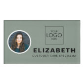 会社ロゴ付き磁気名タグ社員写真 名札 (正面)