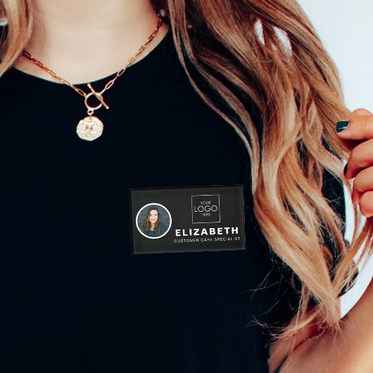 会社ロゴ付き磁気名タグ社員写真 名札