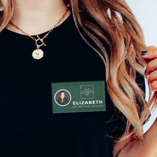 会社ロゴ付き磁気名タグ社員写真 名札