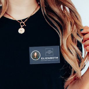 会社ロゴ付き磁気名タグ社員写真 名札