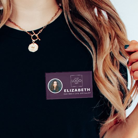 会社ロゴ付き磁気名タグ社員写真 名札