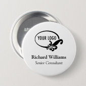 会社ロゴ付き3"ラウンドネームタグピンバックボタン 缶バッジ (正面&裏面)