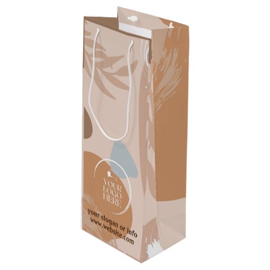 会社ロゴ企業のビジネスのミニマリストシック ワインギフトバッグ (正面アングル)