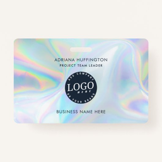 会社ロゴ会社ホログラフィック従業員ID バッジ (正面)