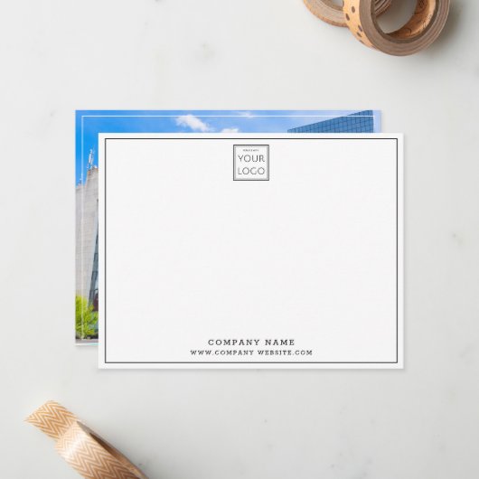 会社ロゴ会社名企業のOffice写真 ノートカード (正面/裏面インサイチュ)