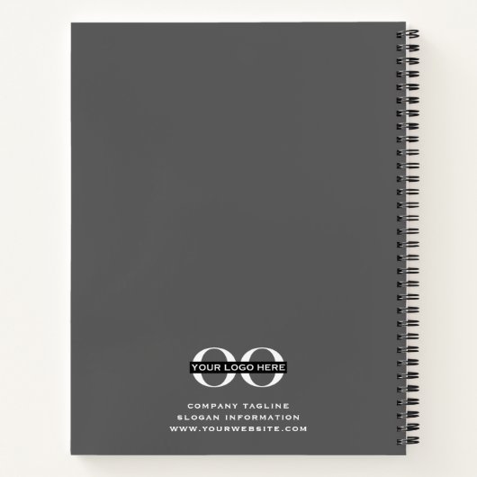 会社ロゴ会議ノート灰色スパイラル ノートブック (裏面)