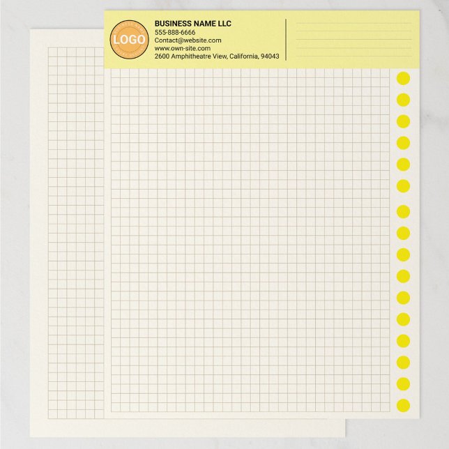 会社ロゴ入りカスタムグリッドグラフ用紙 レターヘッド (Engineering Graph Pad with Company Logo)