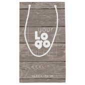 会社ロゴ小型木材プリント紙買い物袋 スモールペーパーバッグ (裏面)