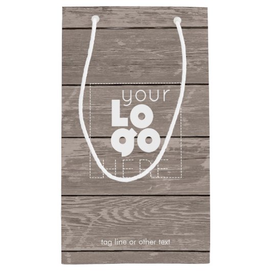 会社ロゴ小型木材プリント紙買い物袋 スモールペーパーバッグ (裏面)