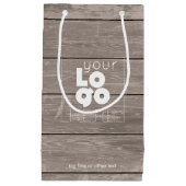 会社ロゴ小型木材プリント紙買い物袋 スモールペーパーバッグ (正面)