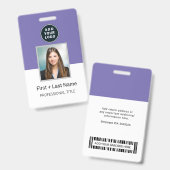 会社ロゴ従業員の写真IDバーコード名前をカスタムする バッジ (正面&裏面)