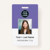 会社ロゴ従業員の写真IDバーコード名前をカスタムする バッジ (正面)