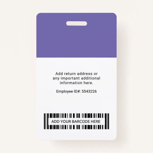会社ロゴ従業員の写真IDバーコード名前をカスタムする バッジ (裏面)