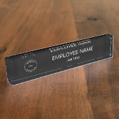 会社ロゴ従業員名役職タイトル黒 デスクネームプレート (側面)