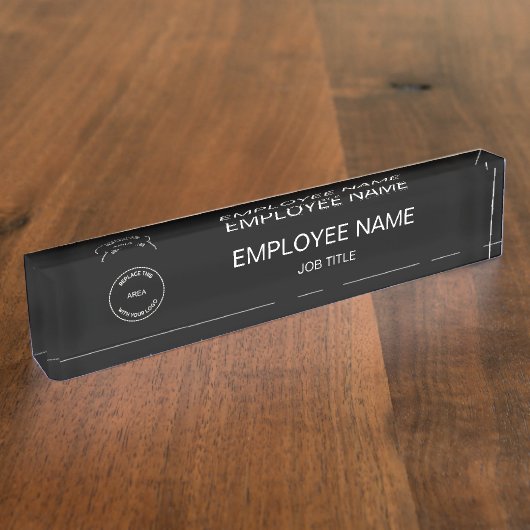 会社ロゴ従業員名役職タイトル黒 デスクネームプレート (側面)