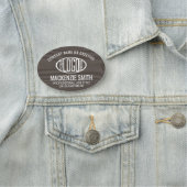 会社ロゴ従業員IDブラウンフェイクウッド楕円 名札 (インサイチュ)