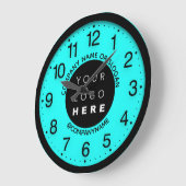 会社ロゴ抽象芸術アクアウォータースパ名スローガン ラージ壁時計 (傾斜)