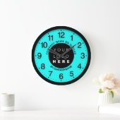 会社ロゴ抽象芸術アクアウォータースパ名スローガン ラージ壁時計 (ホーム)