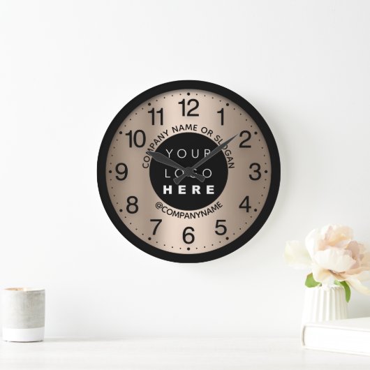 会社ロゴ抽象芸術バラスキニーネームスローガン ラージ壁時計 (ホーム)