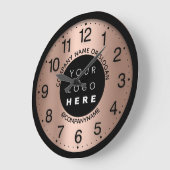 会社ロゴ抽象芸術バラ金ゴールド名スローガン ラージ壁時計 (傾斜)