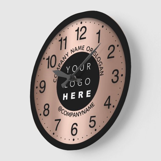 会社ロゴ抽象芸術バラ金ゴールド名スローガン ラージ壁時計 (傾斜)
