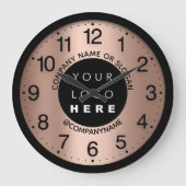 会社ロゴ抽象芸術バラ金ゴールド名スローガン ラージ壁時計 (正面)