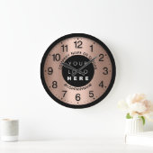 会社ロゴ抽象芸術バラ金ゴールド名スローガン ラージ壁時計 (ホーム)