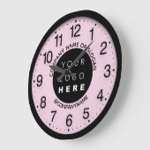 会社ロゴ抽象芸術ピンクパステルスパ名スローガン ラージ壁時計 (傾斜)