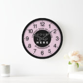 会社ロゴ抽象芸術ピンクパステルスパ名スローガン ラージ壁時計 (ホーム)