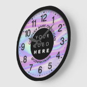 会社ロゴ抽象芸術ピンクホログラフ名標語 ラージ壁時計 (傾斜)