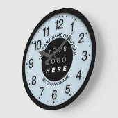 会社ロゴ抽象芸術ブルーパステルスパ名スローガン  ラージ壁時計 (傾斜)