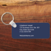 会社ロゴ文字企業のスワッグネイビーブルー キーホルダー (裏面)