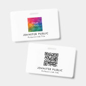 会社ロゴ用QRコードテンプレート名と称号 バッジ (正面＆裏面)