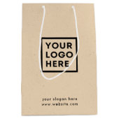 会社ロゴ素朴クラフトモダン ミディアムペーパーバッグ (正面)