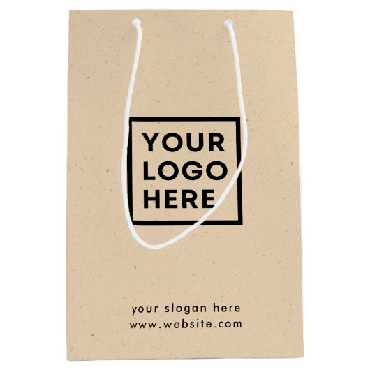 会社ロゴ素朴クラフトモダン ミディアムペーパーバッグ (正面)