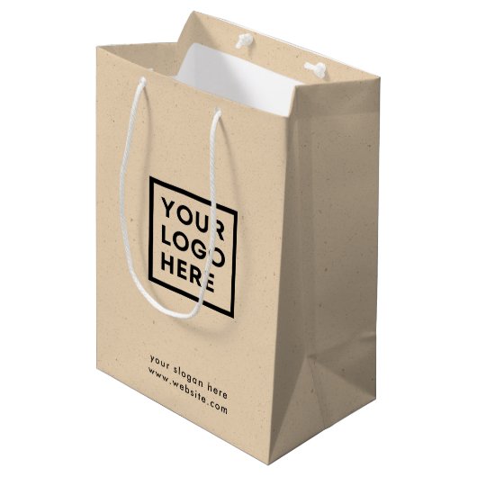 会社ロゴ素朴クラフトモダン ミディアムペーパーバッグ (正面アングル)